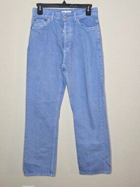 Zara Straight Leg, High Rise, Washed Denim Jeans, Size 4
